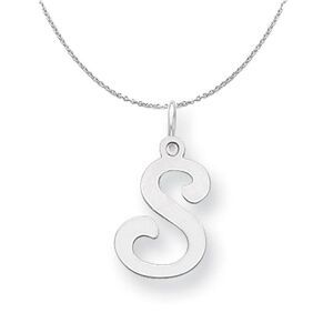 Silver, Sophia Collection, Small Script Initial S Necklace - 24 In